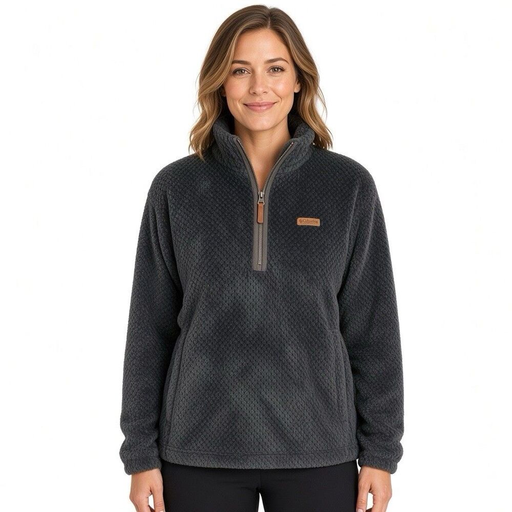 Columbia Fire Side II 1/4 Zip Sherpa Fleece Pullover Women’s Size 2X Gray Jacket